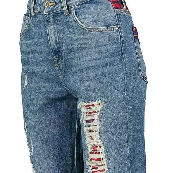RUNWAY COLLECTION Tommy HILFIGER x GIGI HADID womens jeans Sz 27 DISTRESS PLAID - Picture 6 of 14